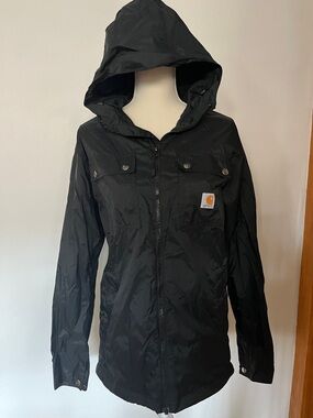Carhartt Black Hooded Jacket with Logo Patch
